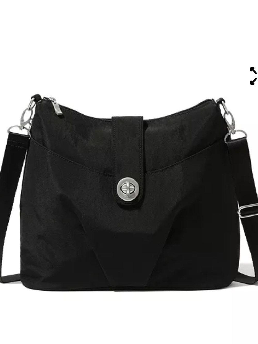 Baggallini Helsinki Crossbody Hobo Bag. Black. Travel. Lightweight. Vacation.